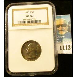 1113 _ 1956 Silver Washington Quarter NGC slabbed MS 66. NGC price guide $55.00.