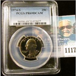 1117 _ 1974 S Washington Quarter PCGS slabbed PR69DCAM NGC Price Guide $15.