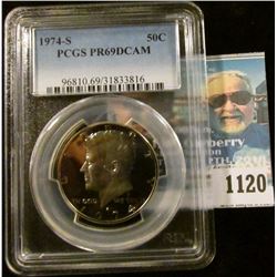 1120 _ 1974 S Kennedy Half Dollar PCGS slabbed PR69DCAM. NGC Price Guide $18.00.