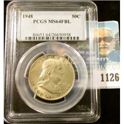 1126 _ 1948 P Franklin Half Dollar. PCGS slabbed MS64FBL. NGC price guide $75