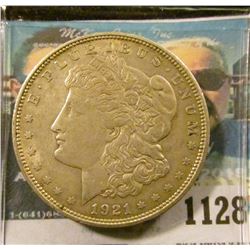 1128 _ 1921 D U.S. Morgan Silver Dollar, VF-EF.