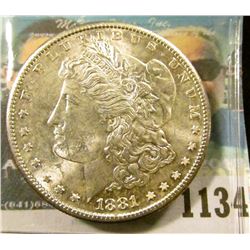 1134 _ 1881 S U.S. Morgan Silver Dollar, Gem BU with original cartwheel luster.