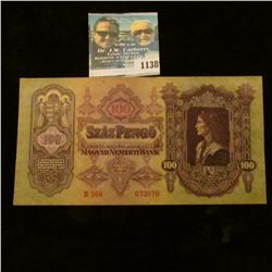 1138 _ 1930 Budapest, Hungary 100 Pengo Banknote, CU.