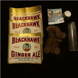 1153 _ Large Group of "Blackhawk Pale Dry Ginger Ale…RockIsland, Ill." Bottle labels.