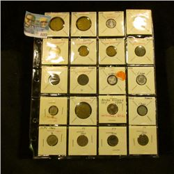 1177 _ Plastic stock page containing (20) various attributed Foreign Coins. Includes several Nazi Ge