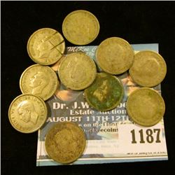 1187 _ Set of Great Britain Silver Three Pence Coins: 1932, 33, 34, 36, 38, 39, 40 41, 42, & 43. (10