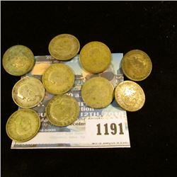 1191 _ Set of Great Britain Silver Three Pence Coins: 1912, 20, 25, 33, 36, 38, 41, 42, 43, & 44. (1