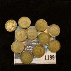 1199 _ Set of Great Britain Silver Three Pence Coins: 1914, 18,20, 21, 22, 25, 26, 38, 41, 42, 43, &