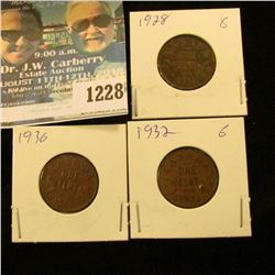 1228 _ 1928, 1930 & 1932 Canada Small Cents.