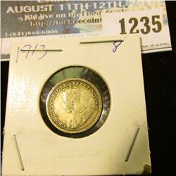 1235 _ 1913 Canada 5 Cent Silver.