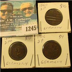 1245 _ 1860, 1875 & 1906 German 2 Pfennigs.