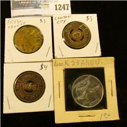 1247 _ Southern Motor Coach, Fresno, Canton City Transportation Tokens & Look 25th Aniversary Medal.