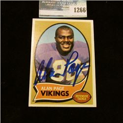 1266 _ Autographed Baseball Card of Alan Page Defensive Tackle for the Minnesota Vikings.
