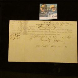 1268 _ December 31,1855 Muscatine, Iowa Property Tax Receipt for $49.00.