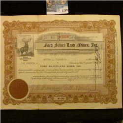 1269 _ 500 Shares of the "Ford Silver Lead Mines Inc." Stock Certificate.