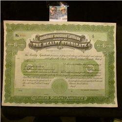 1270 _ Instalment Investment Certificate Issued By "The Realty Syndicate" Unissued Stock Certificate