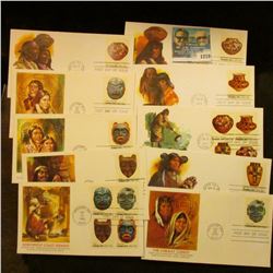 1278 _ (5) "Pueblo Art" (1977) and (5) "Indian Art" (1980) First Day Covers