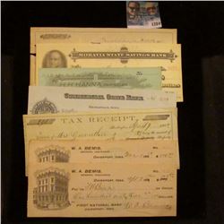 1284 _ 1906 Check Davenport, Iowa, 1862 Burlington, Iowa Tax Receipt, 1920's Mediapolis, Iowa, 1890'