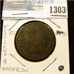 1303 _ 1825 Spain Ferdinand VII, Copper 8 Maravedis.