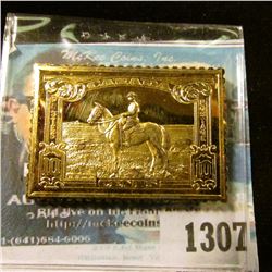 1307 _ Canada 10c Canadian Royal Mounty, 24K Gold Over Sterling Stamp Replica.