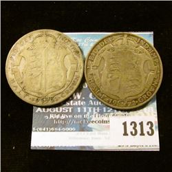 1313 _ 1921, 1922 Great Britain, Half Crowns.