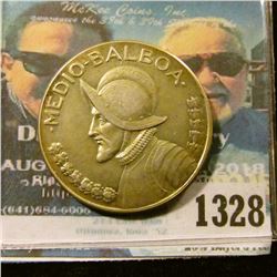 1328 _ 1966 Panama, 400 Fine Silver, 1/2 Balboa.