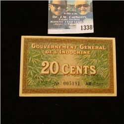 1338 _ 1939 French Indo China, 20 Cents, Nice Grade.