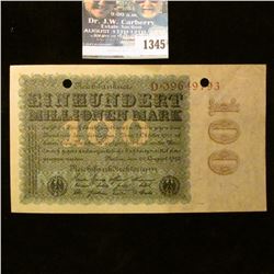 1345 _ 1923 Germany, 100 Marks Note.