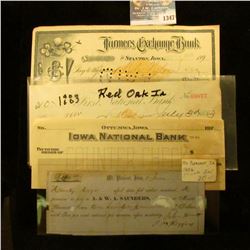 1347 _ 192_ Check Iowa National Bank, Ottumwa, Iowa, 189_ Farmers Exchange Bank, Stanton, Iowa, 1883