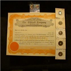 1348 _ The Gilkloid Company 1920's Stock Certificate, 1884 Switzerland 5 Rappen, 1959 East Africa Ce