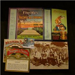 1349 _ Saeger & Sons, Western Bee Cigar Box Lables, Bonanza Post Card, Recipes Card for Brer Rabbit 