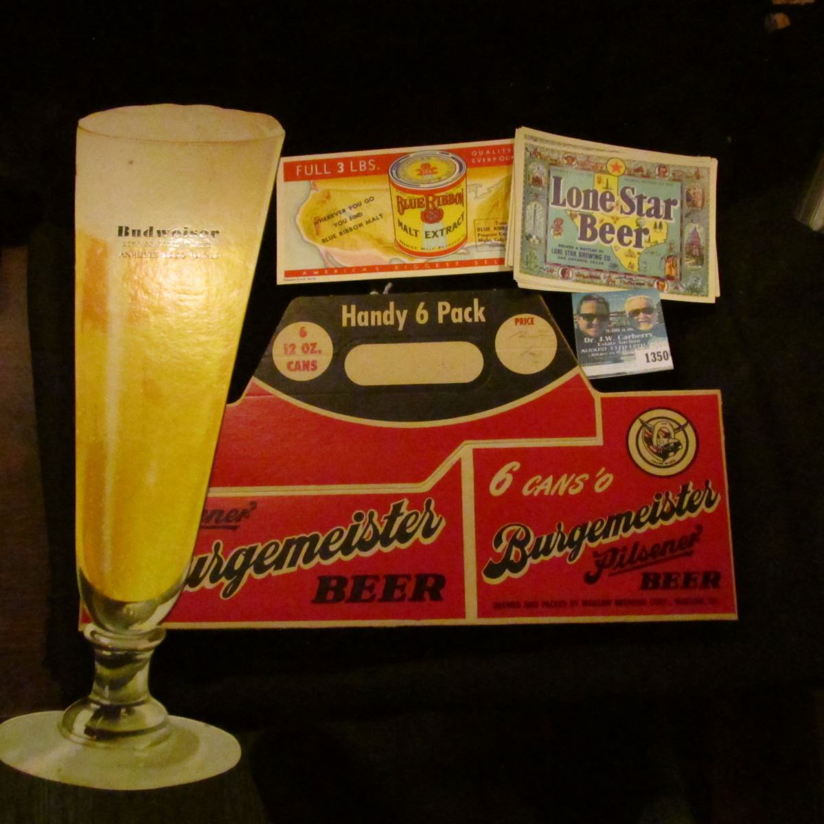 1350 _ (10) Lone Star Beer Lables, Blue Ribbon, Malt Extract Ink