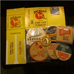1351 _ Dan patch Fine Cut Tobacco Lable, (6) Antique Cork Beer Advertising Coasters and St paul Post