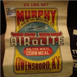 1357 _ Two-Bit Peaberry Blend Coffee Bag, Murphy Grain and Milling Co. Airolite Corn Meal Bag, K & J