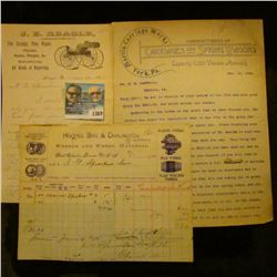 1369 _ 1895 J.D. Reagle, Fine Carriages & Farm Wagons. Bangor, Pa. Letter. 1903 Hoops, Bro. & Darlin