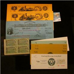 1382 _ (4) 1909 Cupons Rock Island and Peoria RR., 1894 Peoples National Bank, Rock Island Bank Chec