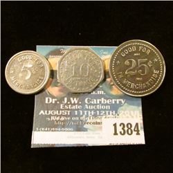 1384 _ Neve's, Vinton, Iowa, Brass, Octagon Good for 10C in Trade and H & S Panama Billiard Hall Fra