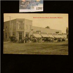 1391 _ 1914 scarce Post Card bank and Business Block of Stevensville, Montans.