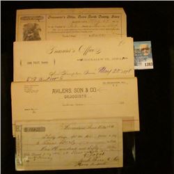 1393 _ 1856 Promisory Note Keosauqua, Iowa, 1890's  Ahlers Son & Co. Druggists, Andrew, Iowa, Invoic