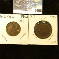 1406 _ 1902 & 1903 Great Britain Half Pennies. EF.
