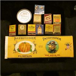 1419 _ Pathfinder Brand Pumpkin, Caned Pumpkin Lable with Picture of John Freemont., (9) Match Books