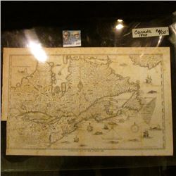 1422 _ 11 7/8' X 18 7/8" Champlain's Map of New France 1632,  1850 Copy of a Map of Canada.