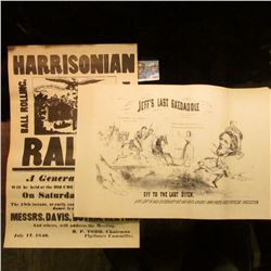 1425 _ 11' X 17" Caricature Drawing of Jefferson Davis Escape from Union forces, "Off to the Last Di