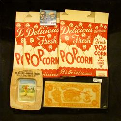 1429 _ (4) Movie Theater Popcorn Boxed, Tin Advertising Ashtray, Stolen From With Compliments of HI-