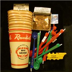 1436 _ (8) Antique Wax Cups "Rosedale Checked for Purity.Ingredients Big Shake Cleanliness. Flavor" 
