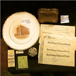 1437 _ 9" Porcelain China advertising plate "Leighton Supply Co. Fort Dodge, Iowa", gold trim, age c