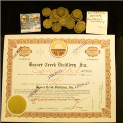 1444 _ 1000 Shares Stock Certifcate "Beaver Creek Distillery, Inc.", stamped "cancelled";  & (21) No