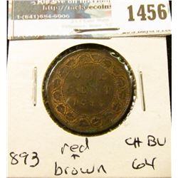 1456 _ 1893 Canada Large Cent, Choice BU 64 Red and brown