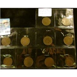 1464 _ Complete Set of (10) different VG-VF 1911-1920 George V Canada Large Cents.