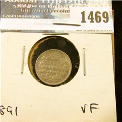 1469 _ 1891 Canada Five Cent Silver, VF.